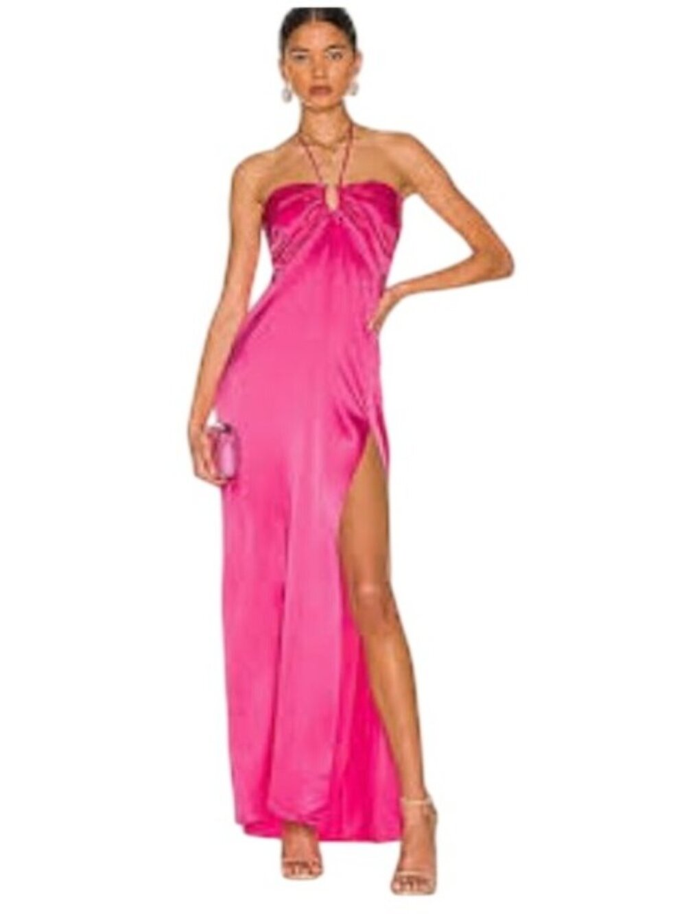Nicholas Mieta Gown Paris Pink Silk Halter Cut-Out Wedding Guest NWT - Size 2